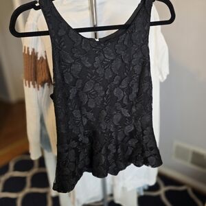 Express Black Floral Lace Tank Top